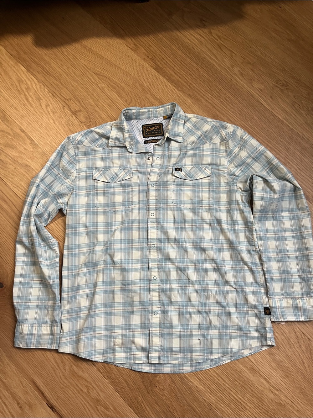 Howler Brothers Men’s H B Bar Tech Long sleeve-Barrett Plaid Pool size L